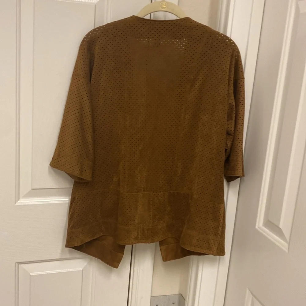 Alfani Brown Cardigan suede with Waterfall Design good condition - Picture 3 of 3